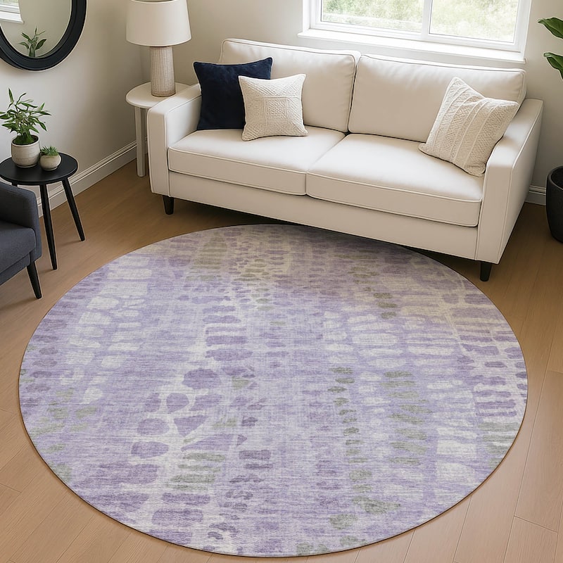 Machine Washable Indoor/ Outdoor Modern Imprints Chantille Rug