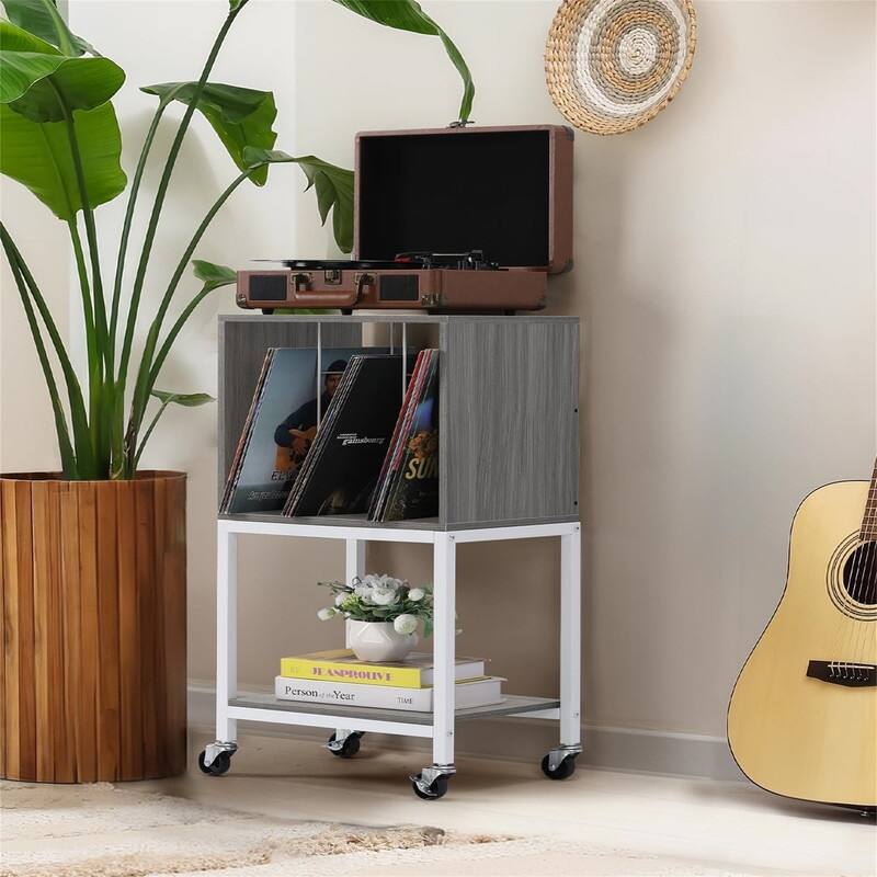 Vinyl Shelf with USB Ports and Outlets Turntable - 17.2 x 24.82 x 11.83