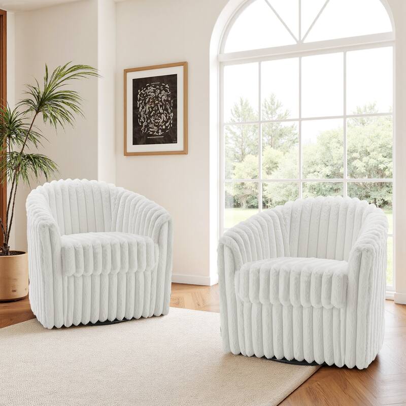 Modern Cotton Flannel Swivel Accent Chair Plush Barral Chair