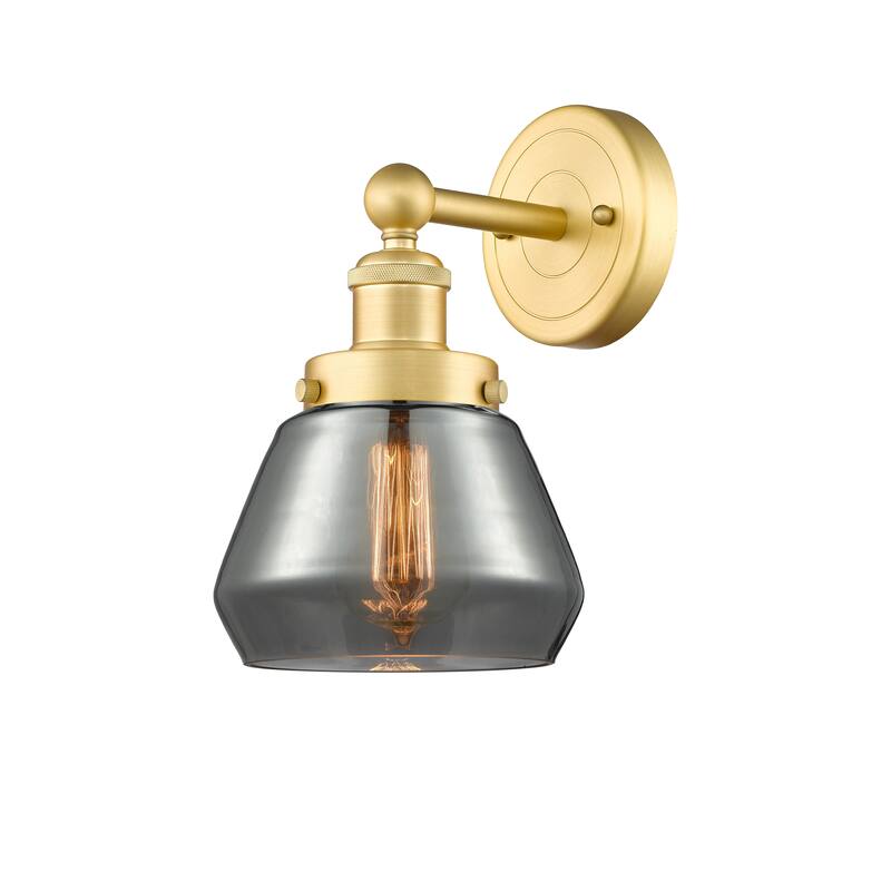 Innovations Lighting Fulton - 1 Light 7" Sconce - Satin Gold/Light Smoke