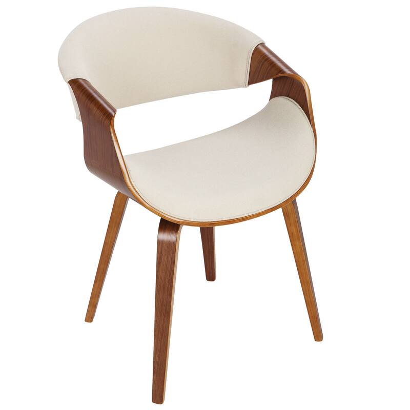 Carson Carrington Sauda Mid-Century Modern Upholstered Chair (Set of 2) - Cream Fabric/Walnut Wood