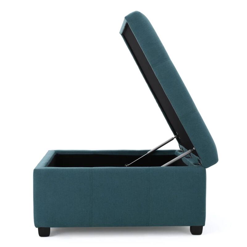 Tufted Square Storage Ottoman, Dark Teal