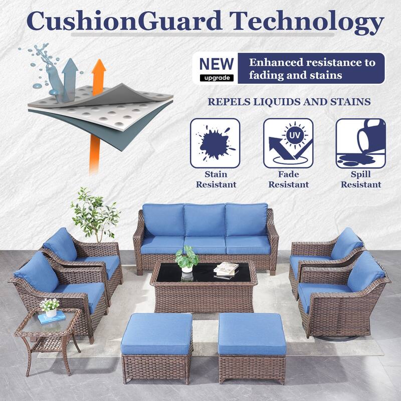 Gymojoy Outdoor Wicker Swivel Glider Chairs with Cushions