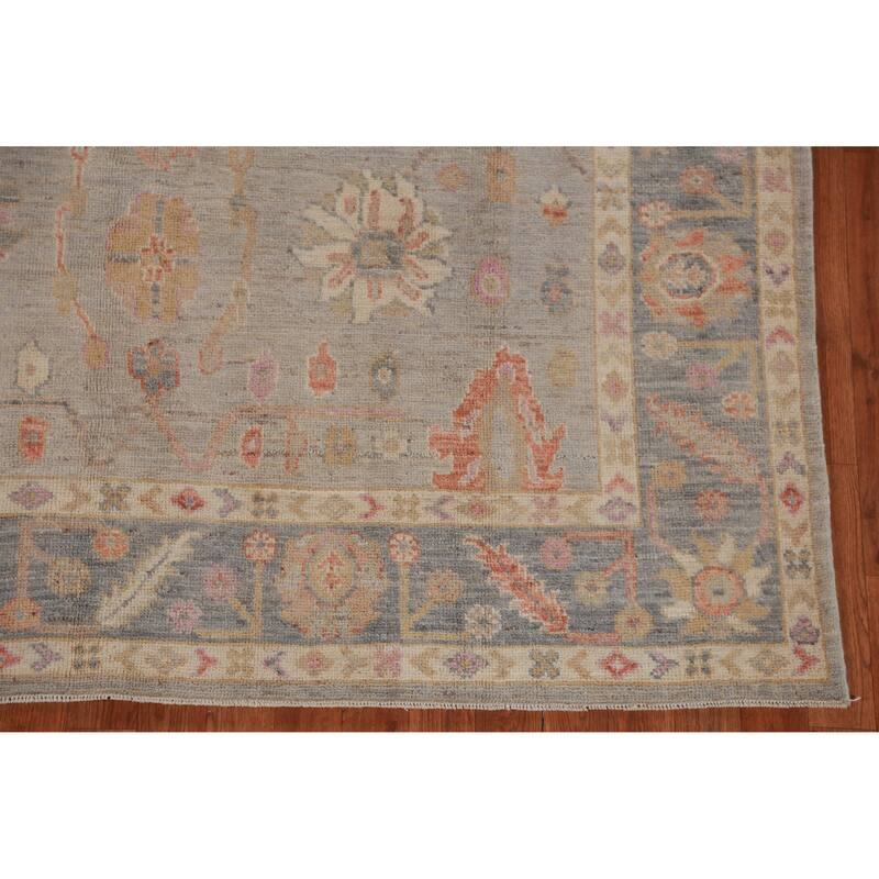 Hand Knotted Oriental 100% Wool Carpet Transitional All-Over Greys & Charcoal Oushak Area Rug - 8' 10'' X 5' 10''