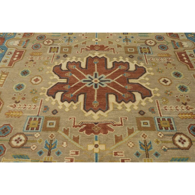 Hand-knotted Traditional Wool Brown Geometric Oriental Area Rug - 9' 11'' X 7' 10''