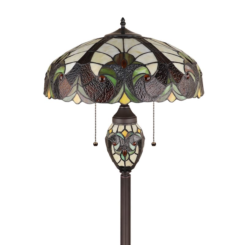 Victorian Tiffany-Style 3-Light Antique Dark Bronze Double Lit Floor Lamp 18" Shade - 18