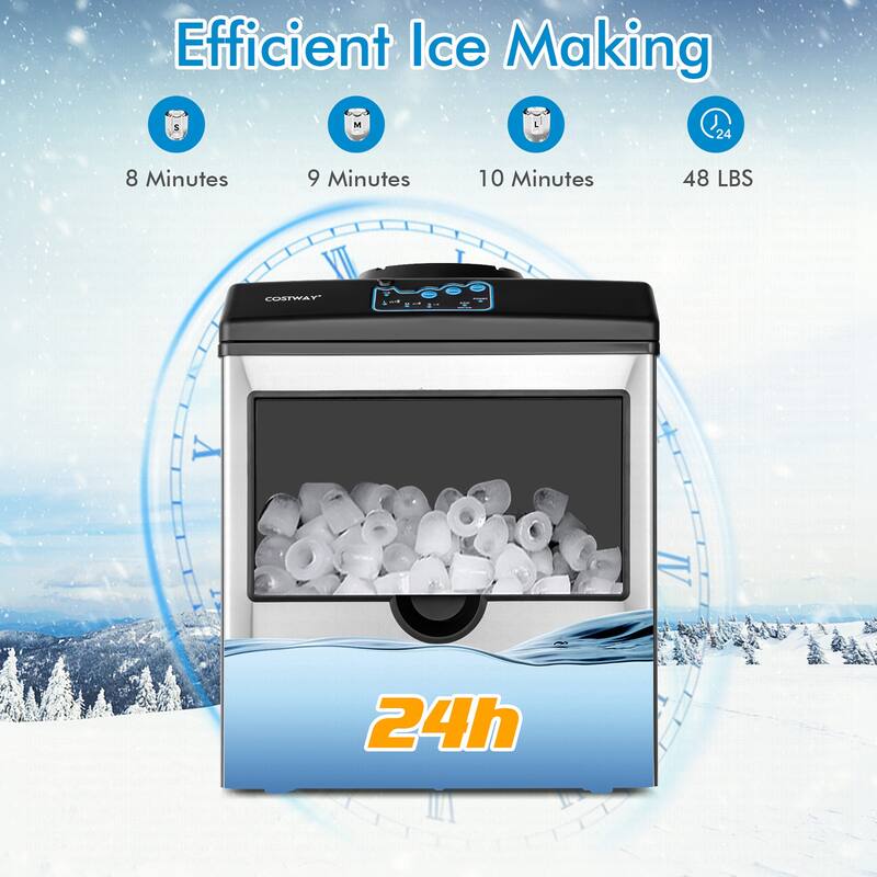 Costway 2-in-1 Stainless Steel Countertop Ice Maker Water Dispenser - See Details