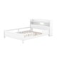 preview thumbnail 12 of 10, Wood Full Size Platform Bed with LED Light, Storage Headboard and Safety Guardrail for Bedroom, White