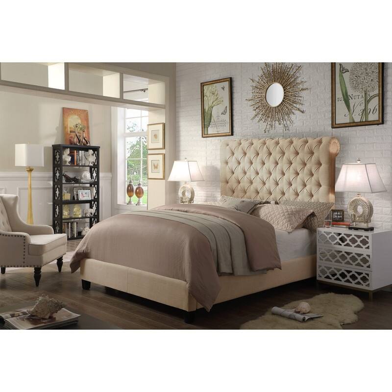 Vesta Chesterfield Tufted Upholstered Low Profile Standard Bed By Moser Bay - Natural Beige - Twin