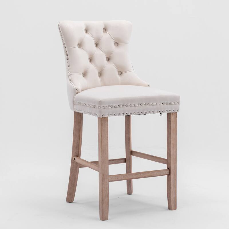 Contemporary Velvet Upholstered Barstools,Set of 2