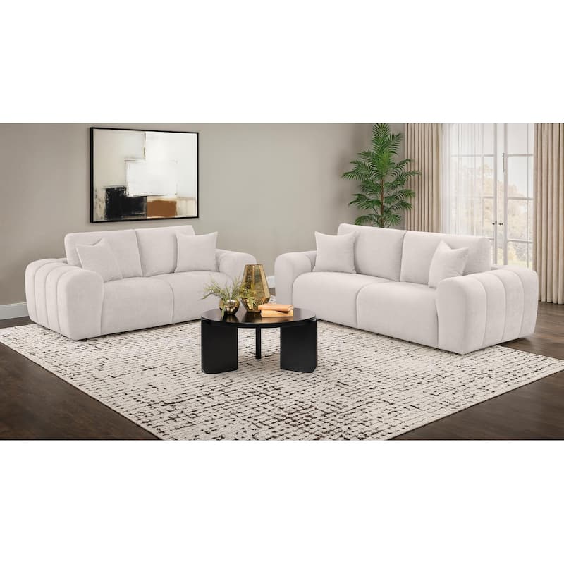 Burnett Chenille Upholstered Sofa Set - Ivory - 2 Piece