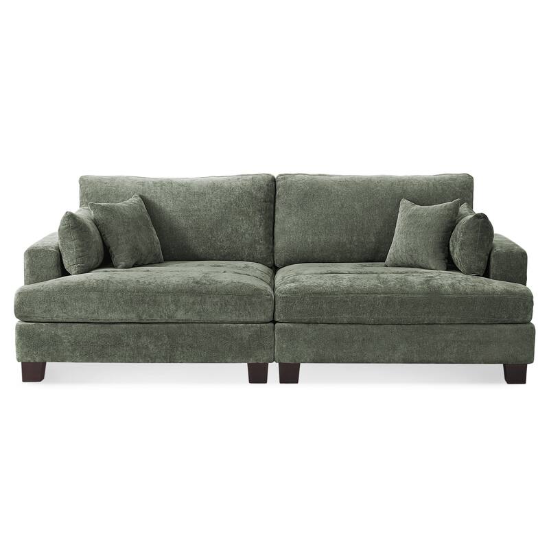 88"W 3-Seater Sofa Chenille Upholstered Couch Modern Loveseat Sofa Wooden Frame Sofa for Living Room