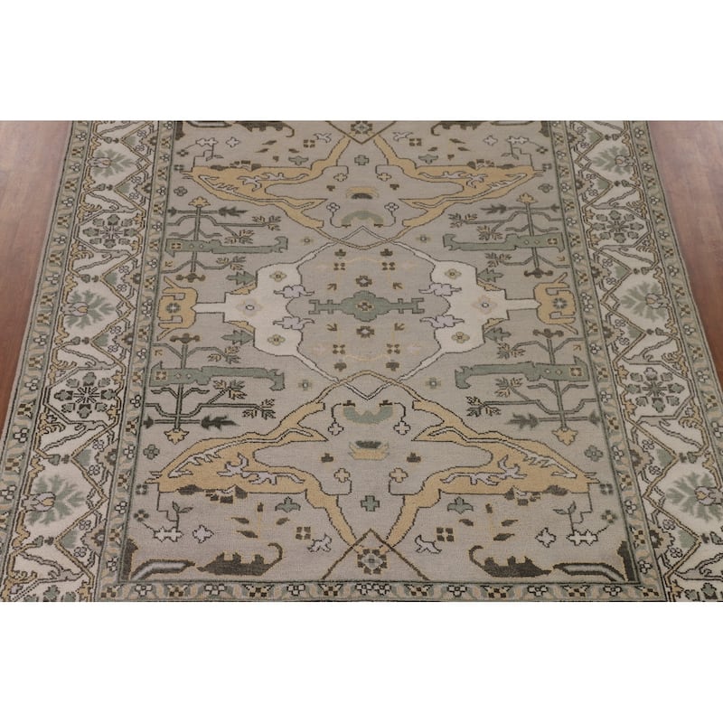 Al-Over Oushak Indian Area Rug Handmade Wool Carpet - 8'0"x 9'9"