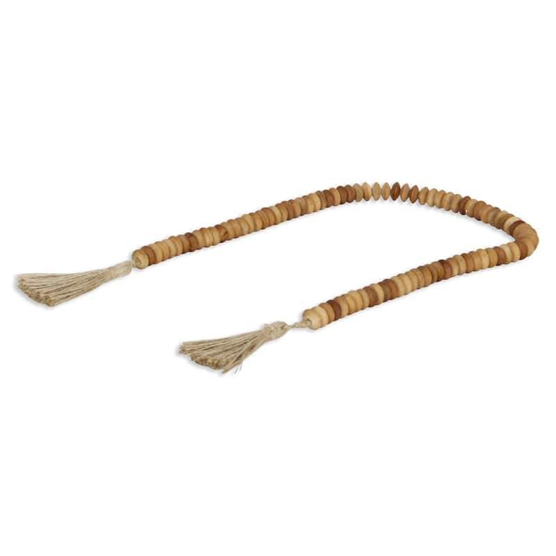 Abacus Styled Beads with Tassels Decoration - Brown - 36"