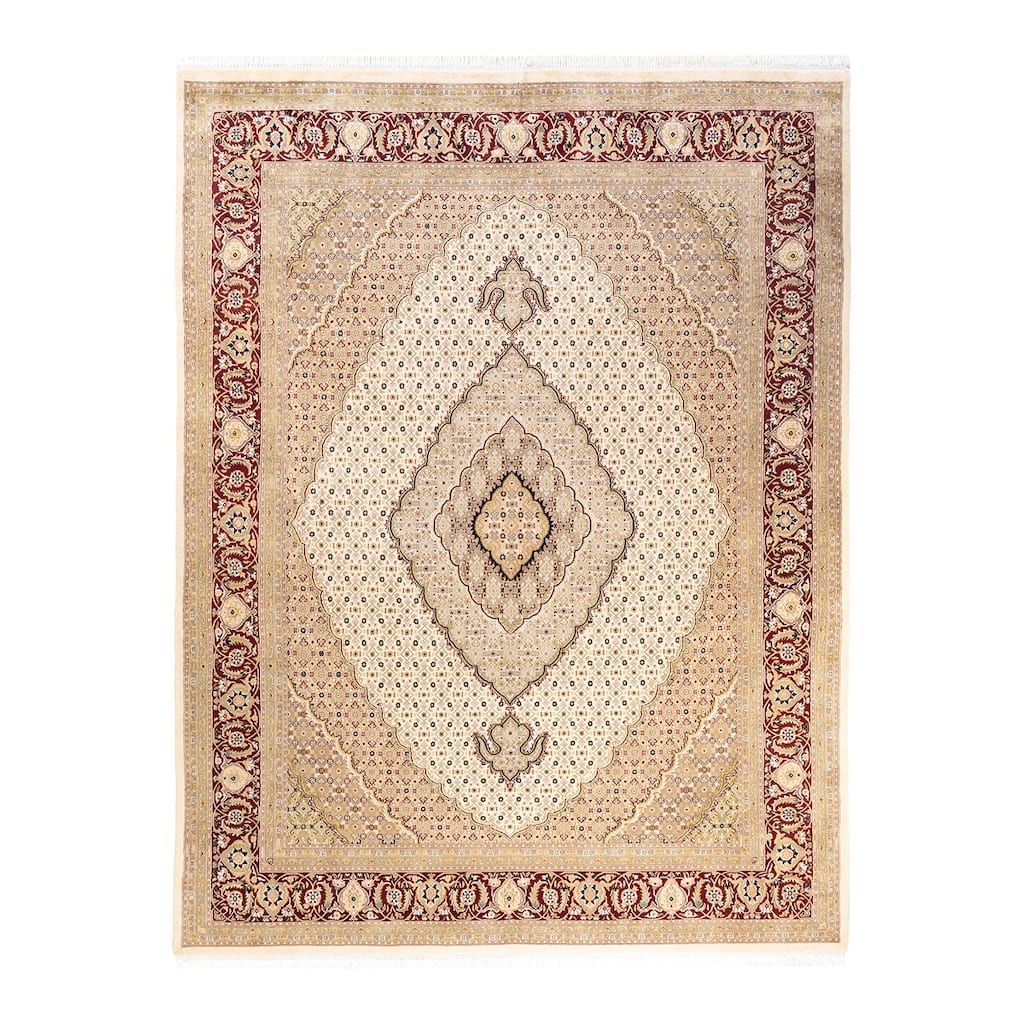 Overton Hand Knotted Wool Vintage Inspired Traditional Mogul Ivory Area Rug - 8 x 10