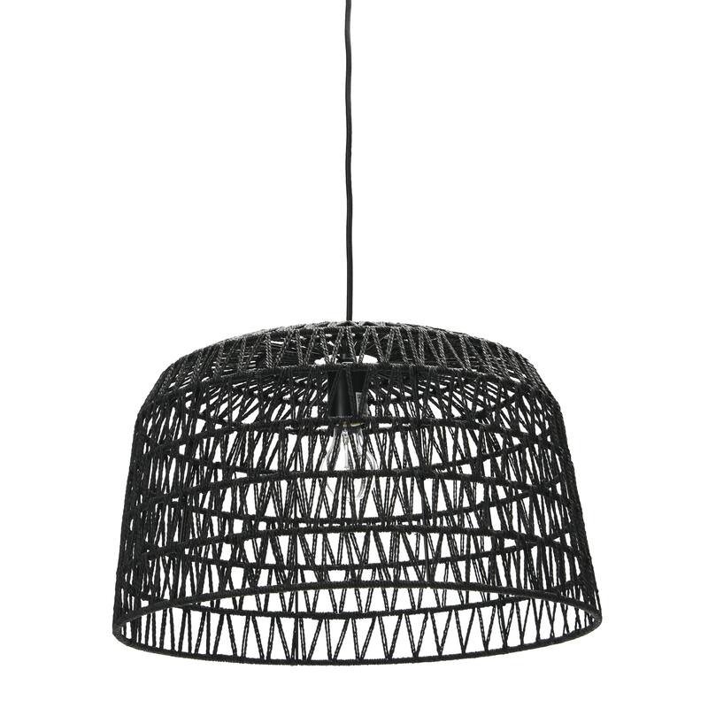 Open Weave Metal and Paper Rope Ceiling Light