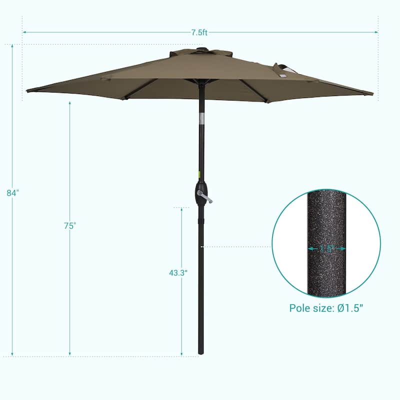 Bonosuki 7.5-foot Waterproof Sunshade Canopy Patio Umbrella