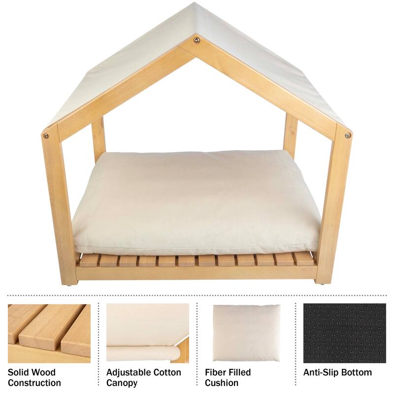 PETMAKER 30x24 Indoor Dog House for Small Pets - White/Brown