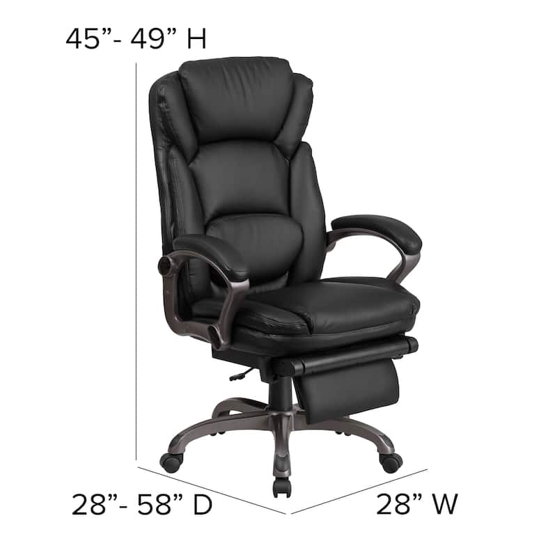 High Back LeatherSoft Reclining Ergonomic Chair with Outer Lumbar Cushion