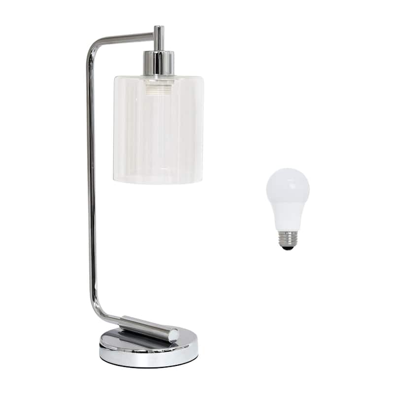 Antique Style Industrial Iron Lantern Desk Lamp with Glass Shade