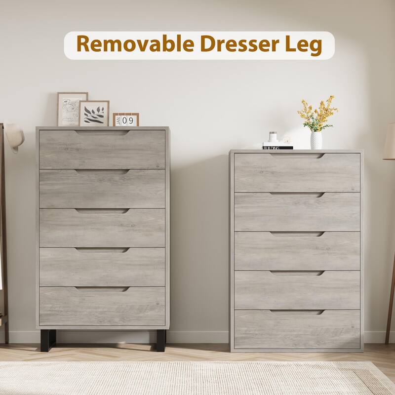 50" Tall Dresser, with Storage, 5 Dresser