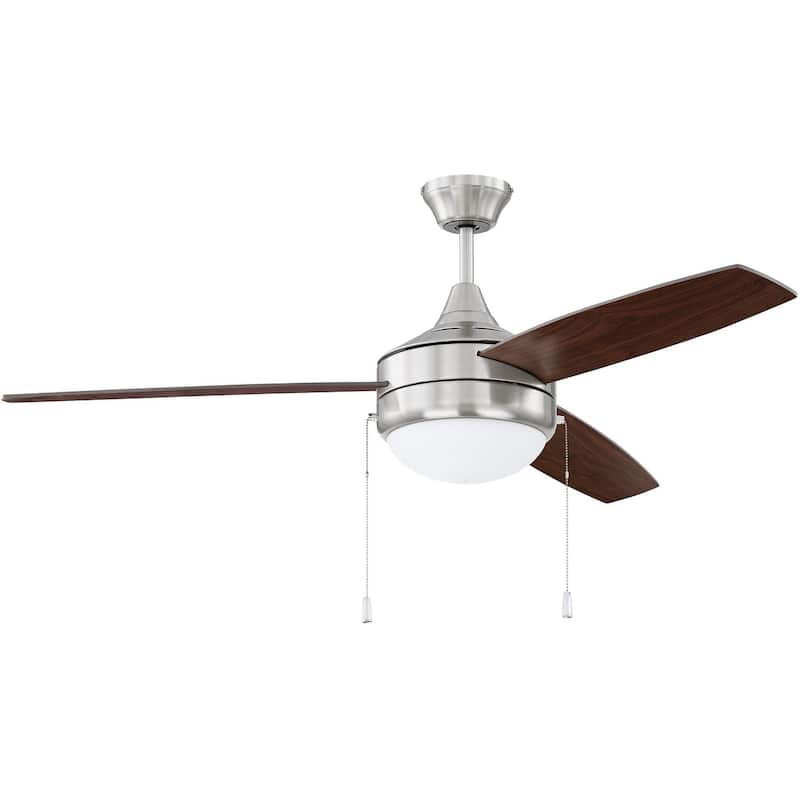 Craftmade Phaze 3 52" 3 Blade LED Ceiling Fan - Brushed Polished Nickel / Dark Wood