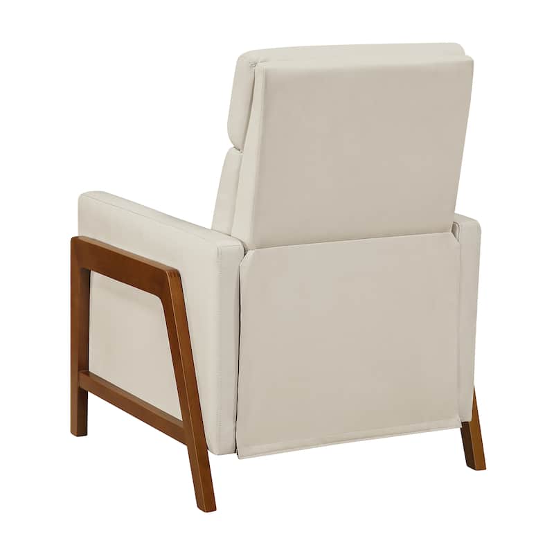 Enzo 29" Faux Leather Push Back Recliner with Exposed Wood Frame