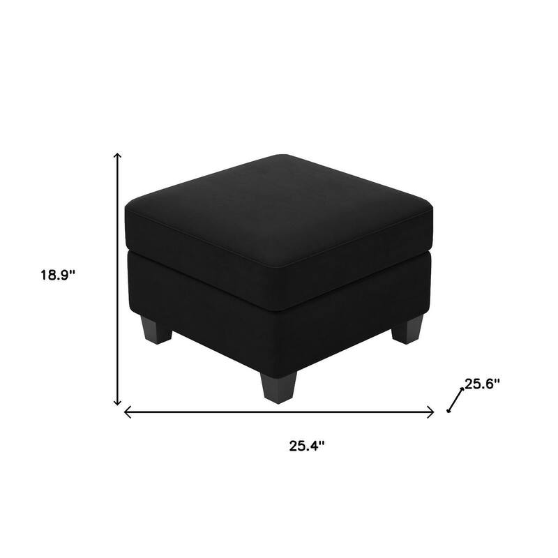 HomeRoots 25" Blue and Black Velvet Storage Ottoman