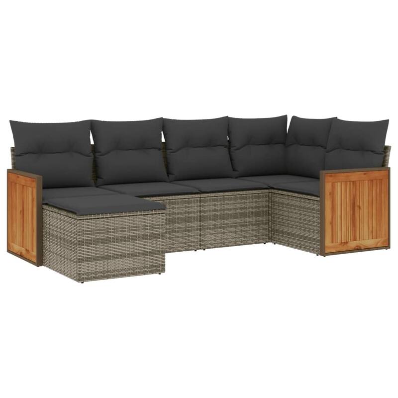 vidaXL Patio Sofa Set with Cushions Outdoor Conversation Furniture Poly Rattan