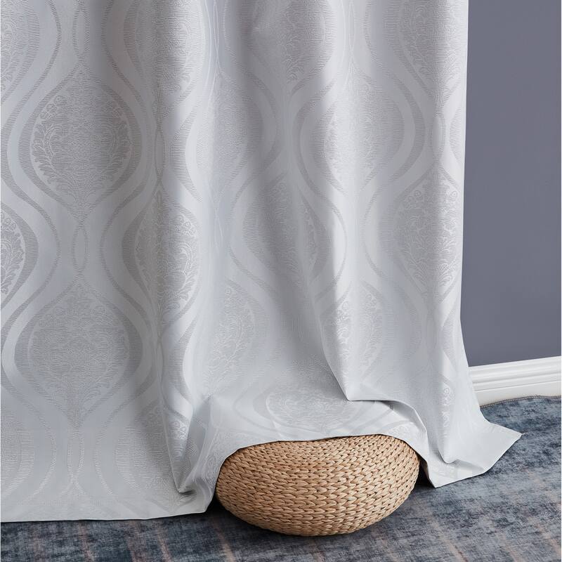 HLC.me Montero Damask 100% Full Complete Blackout Heavy Insulated Energy Savings Grommet Curtain Panels, 2 Panels