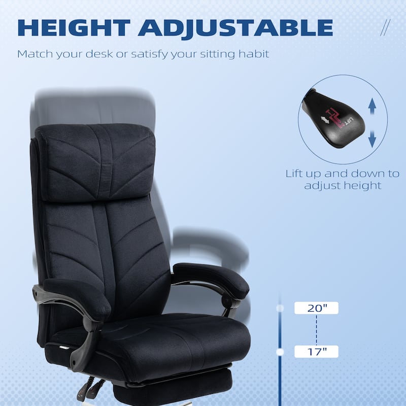 Vinsetto High-Back Executive Office Chair with Footrest, Microfiber Computer Chair with Reclining and Armrest, Ergonomic Chair