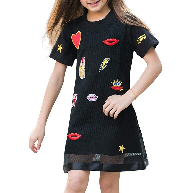 Shop Girls Applique Shift Dress Black Casual Black Size M 10 12