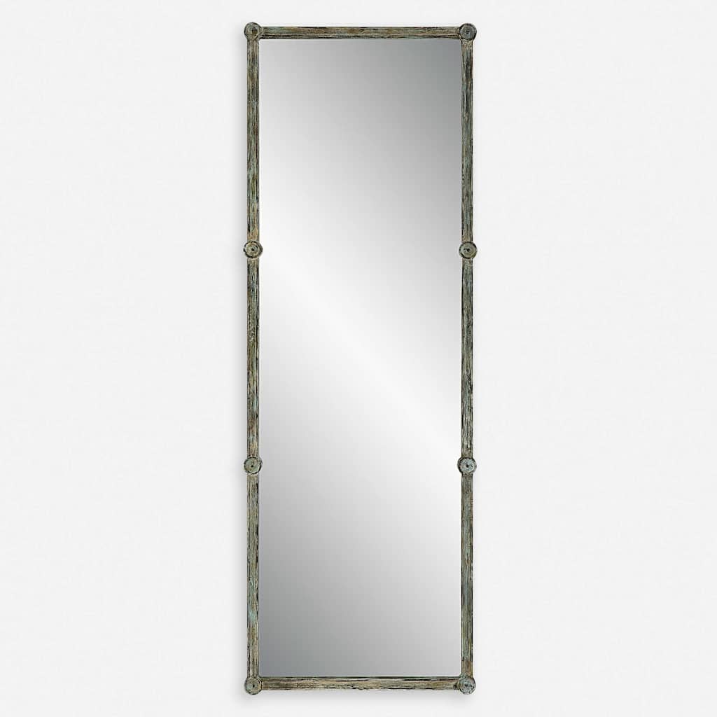 Distressed Rectangular Dressing Wall Mirror - 73" - Green and Black
