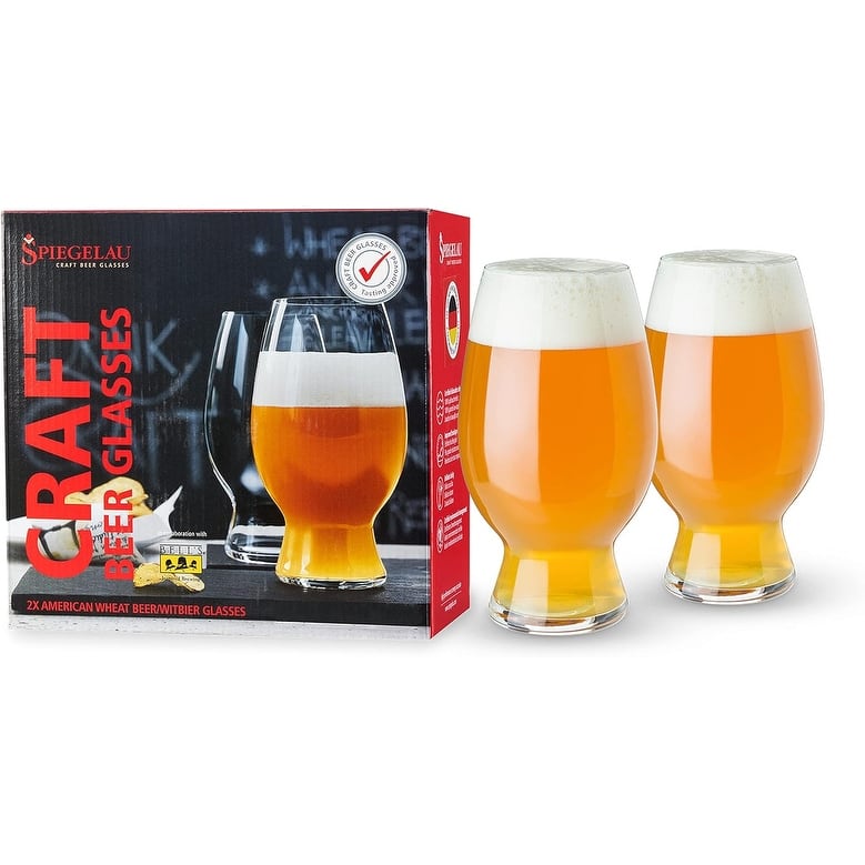 Pack of 2 Wheat Beer Crystal Glasses, Dishwasher Safe - Clear