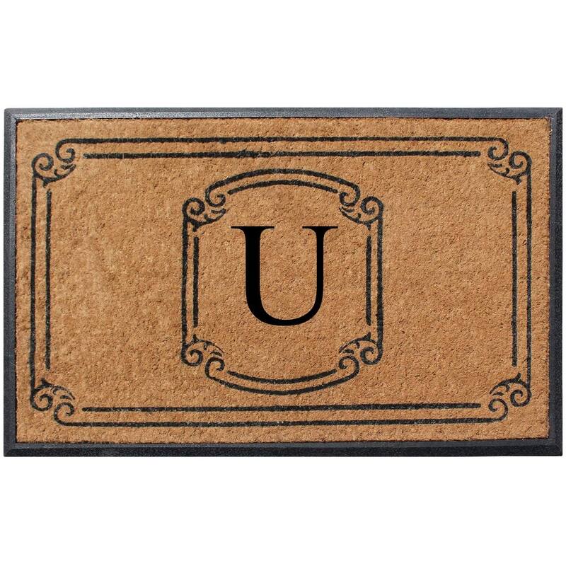A1HC Natural Coir Monogrammed Door Mat For Front Door, 30"x48" - U