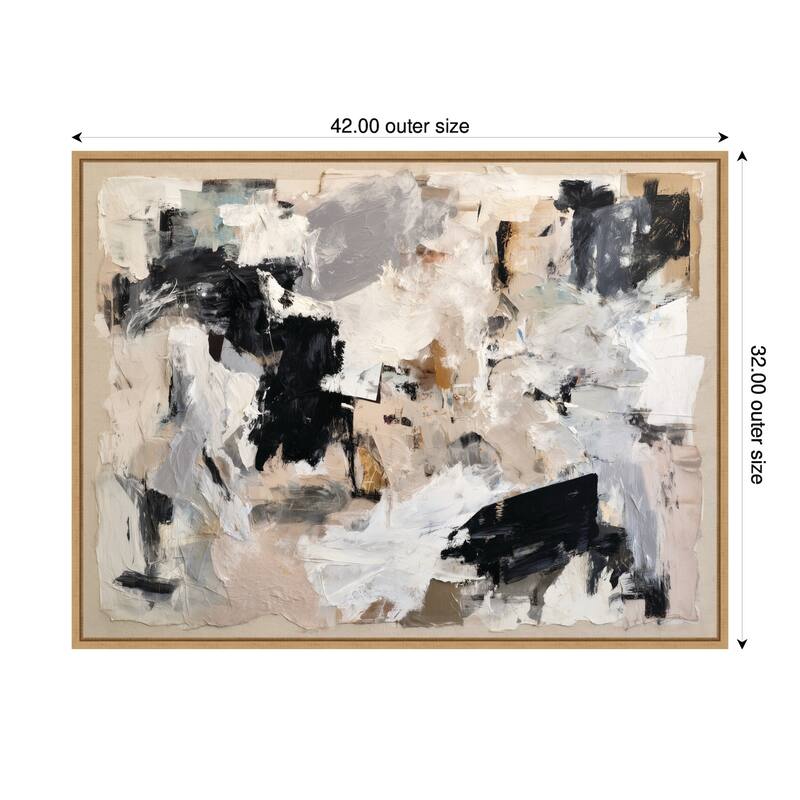 Kate and Laurel Expressive Tonal Neutral Abstract by The Creative Bunch Studio Framed Canvas Wall Art Print