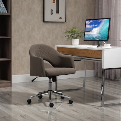 Vinsetto Mid Back Home Office Chair, Computer Desk Chair with Adjustable Height and Padded Seat, Brown - 22.75'' x 24'' x 35.5''