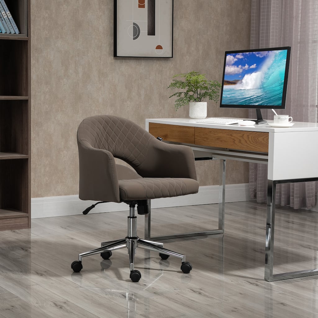 Vinsetto Mid Back Home Office Chair, Computer Desk Chair with Adjustable Height and Padded Seat, Brown - 22.75'' x 24'' x 35.5''