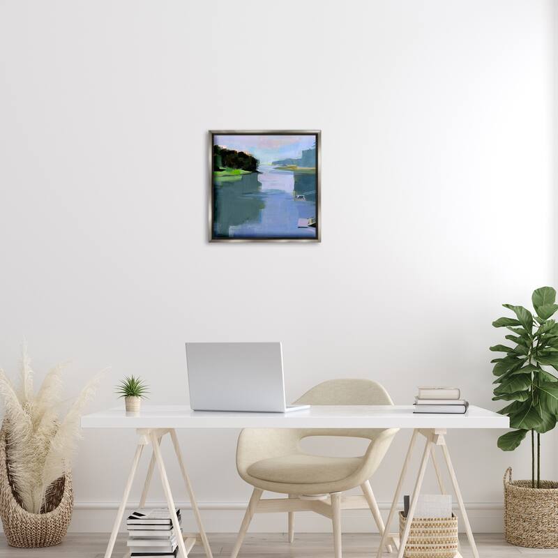 Stupell Water Reflection Abstract Framed Floater Canvas Wall Art Design By Kathleen Robbins