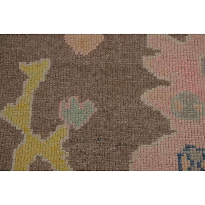 Hand Knotted Oriental 100% Wool Carpet Transitional All-Over Brown Oushak Area Rug - 13' 6'' X 10' 5''