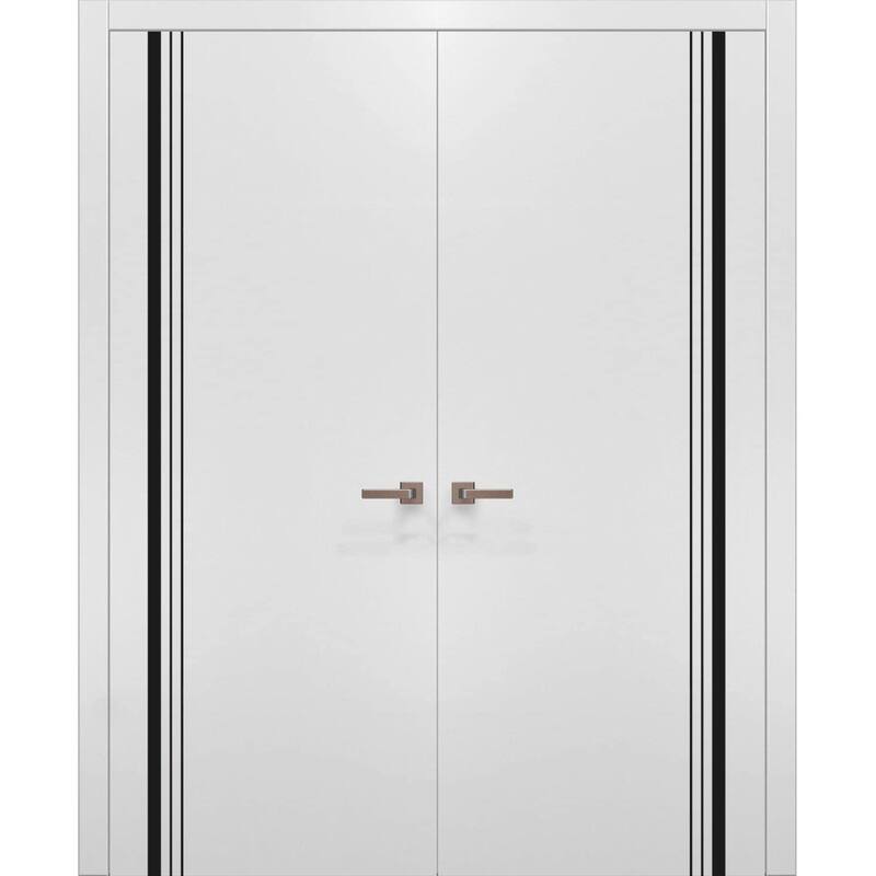 Solid French Double Doors 36 x 80 Planum 0011 White Silk with - White - 64" x 80" ( 2* 32x80)
