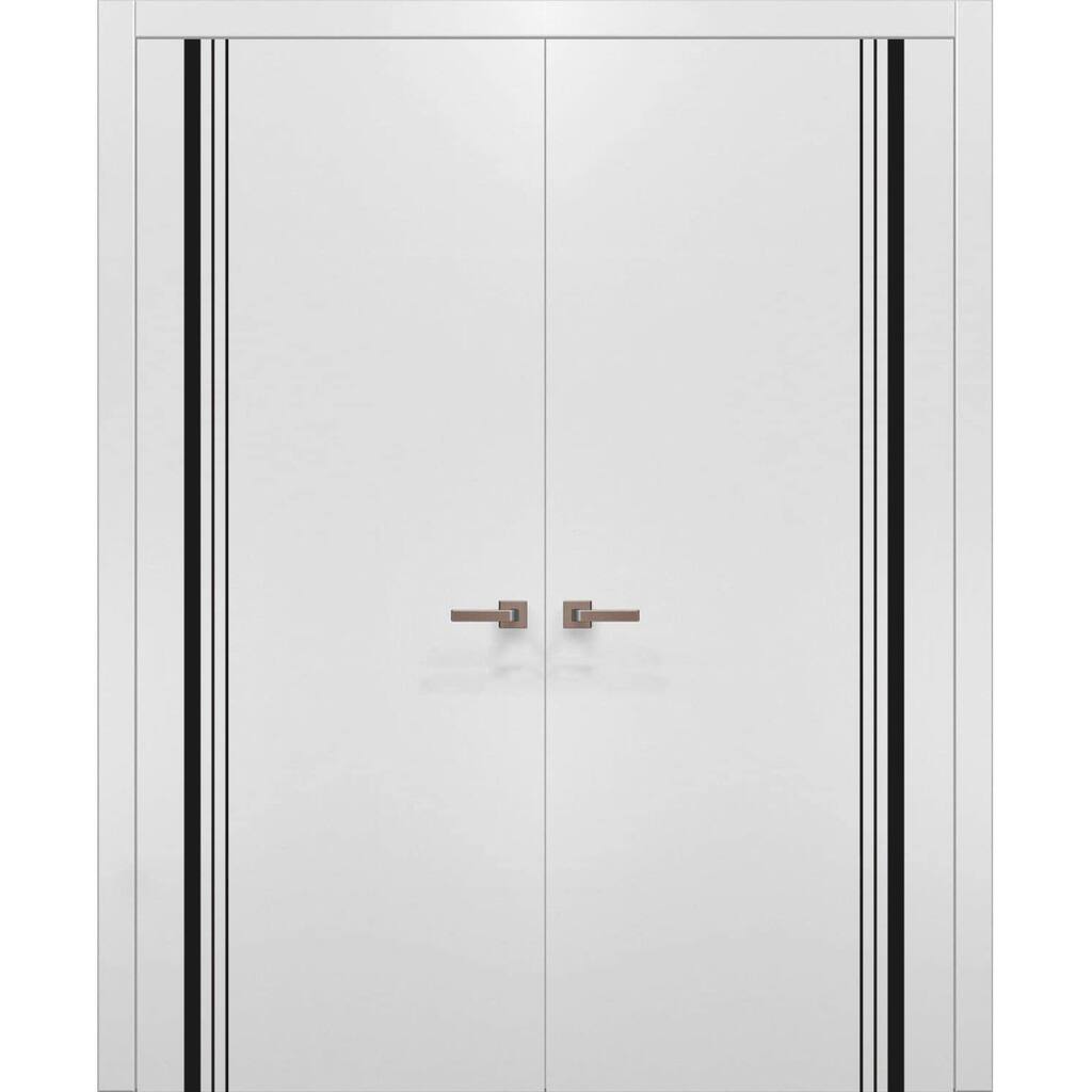 Solid French Double Doors 36 x 80 Planum 0011 White Silk with