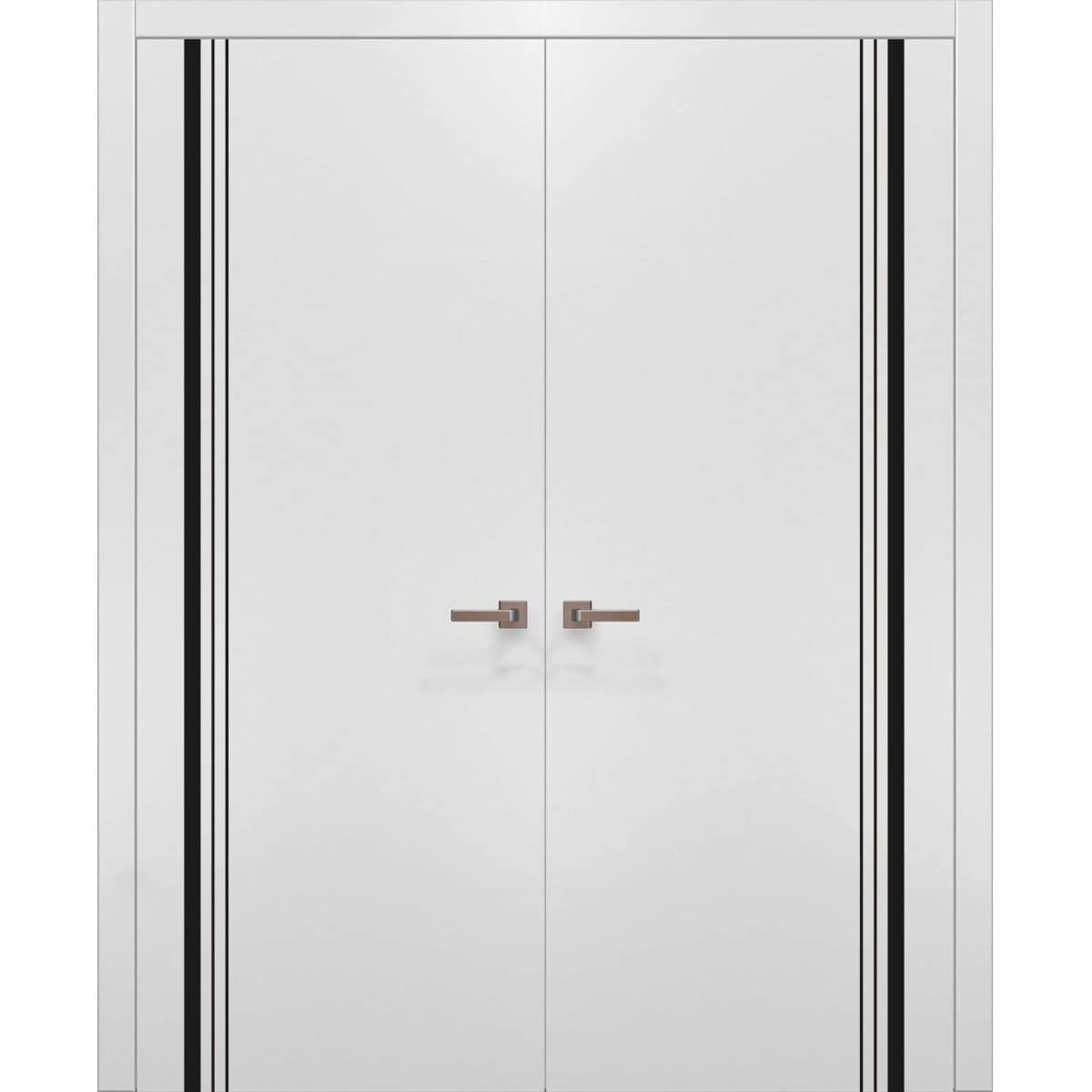 SartoDoors Planum 0011 | Interior French Doors Double French Door | Solid Wood | Hardware Set | 36x80, White Silk Bedroom Door