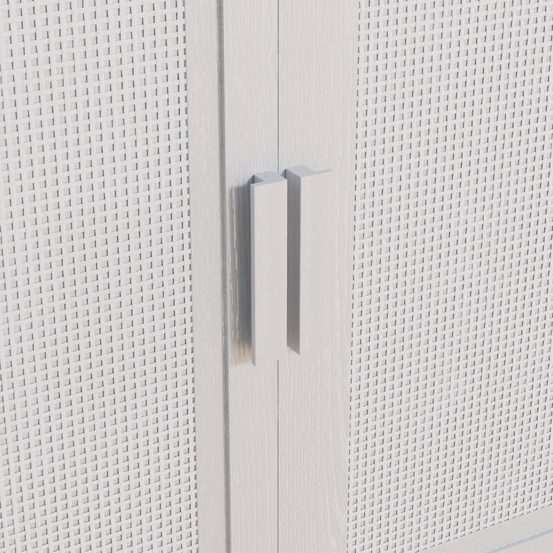 36"H Classic Storage Cabinet with Adjustable Shelves with Rattan Doors