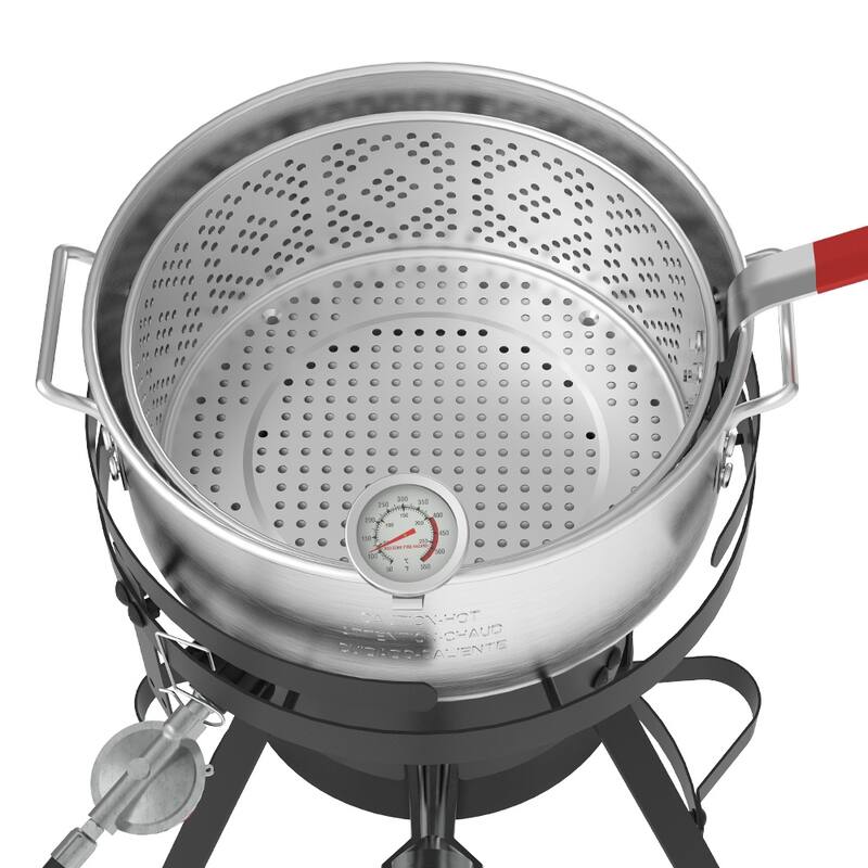 Nexgrill 10 Qt. Aluminum Propane Fryer Kit with 5in. Thermometer & Strainer Basket - 10 Quart
