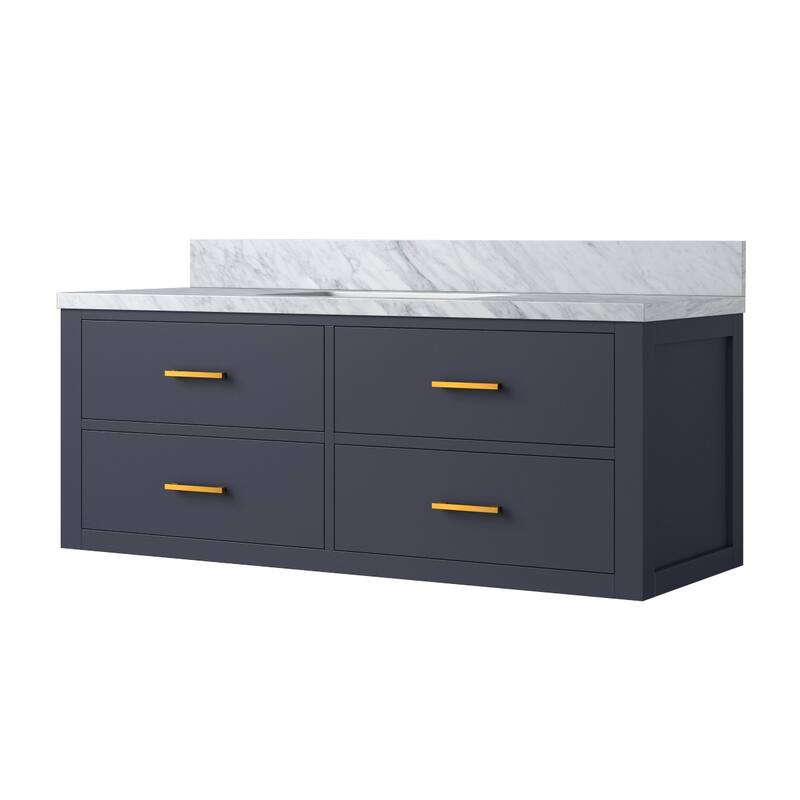Castor Bath Vanity with Carrara Marble Top and Sink