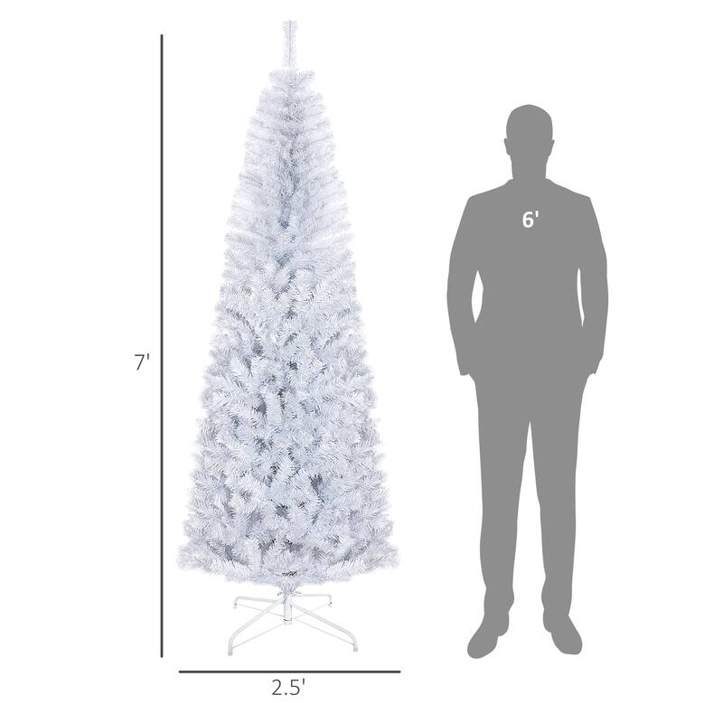 HOMCOM 6/7FT Black Christmas Tree with Stand, Xmas Slim Artificial Christmas Tree Small, Black Christmas Decorations