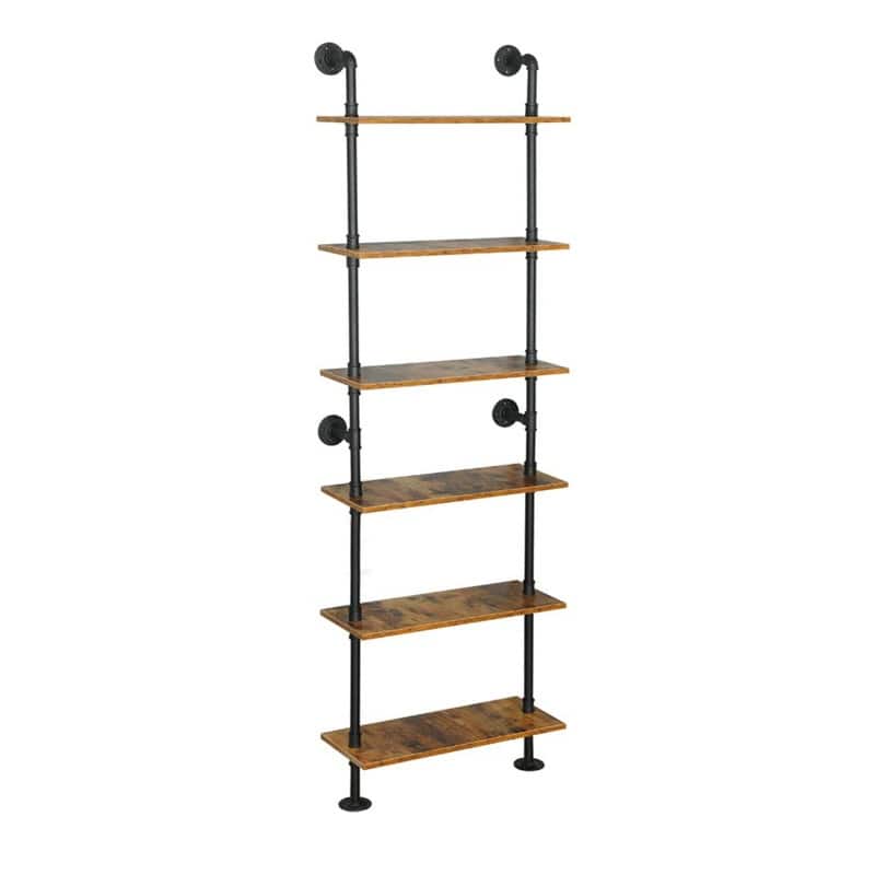 6-Tier Pipe Shelves Ladder Shelf - 9.8"D x 23.6"W x 78.7"H