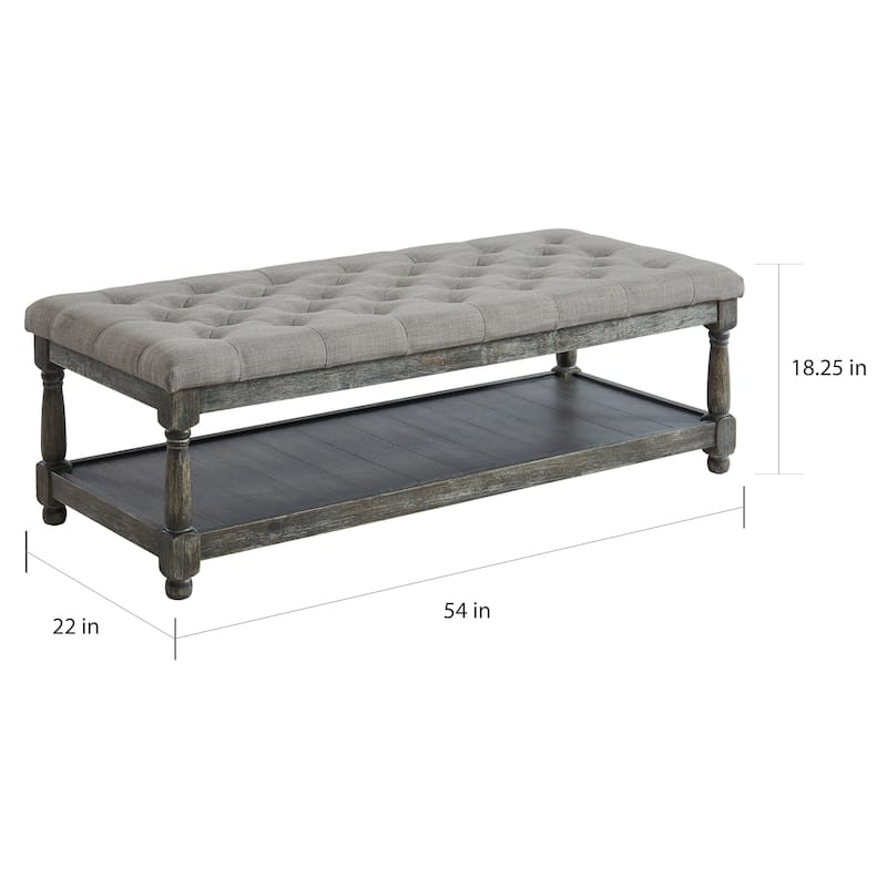 Brookside Rustic Wood Tufted 1-Open Shelf Bench by The Gray Barn