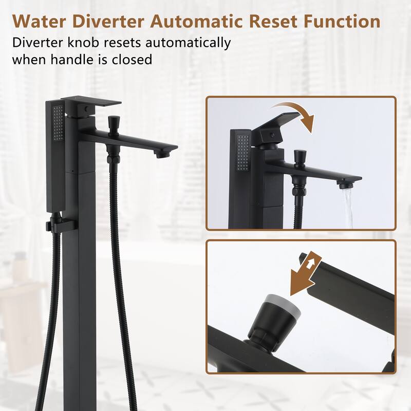 Bathtub Faucet, Single Handle Floor Mounted Free Standing Bathtub Faucet